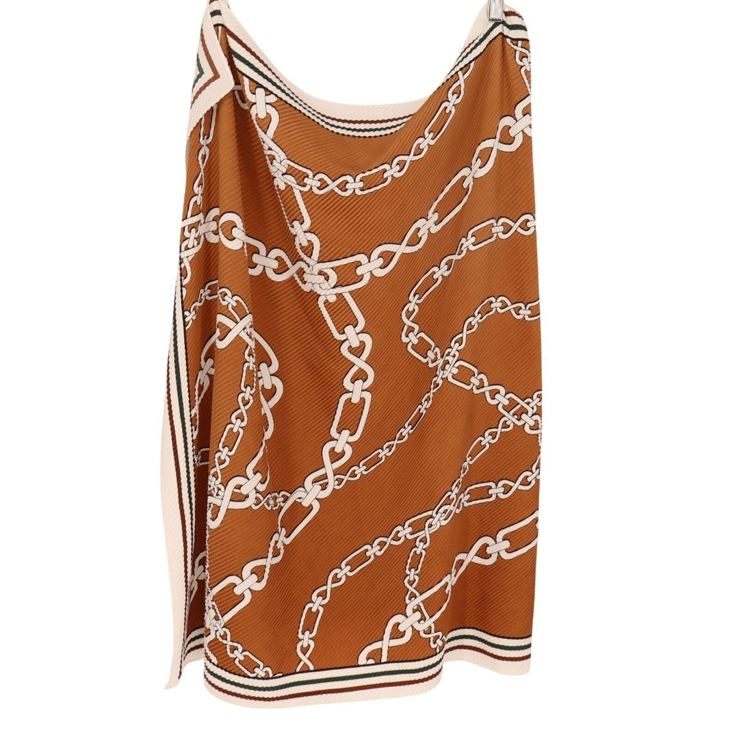 Scarf Womens One Size Brown White Knit Chain Link Winter Wear Neck Warmer Cozy