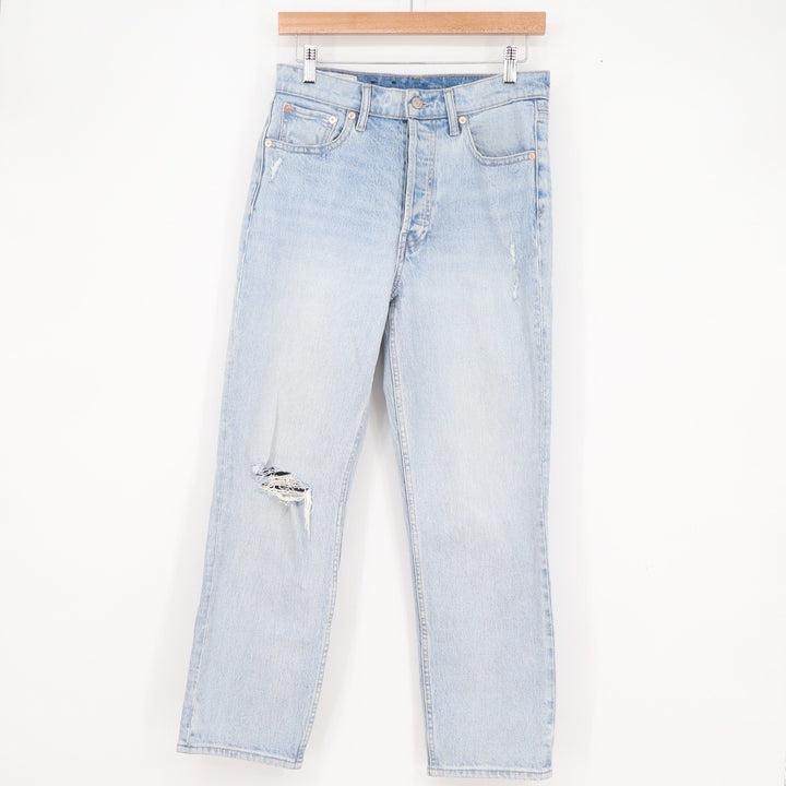 Gap Cheeky Straight High Rise Distressed Light Wash Blue Jeans Womens 6 28