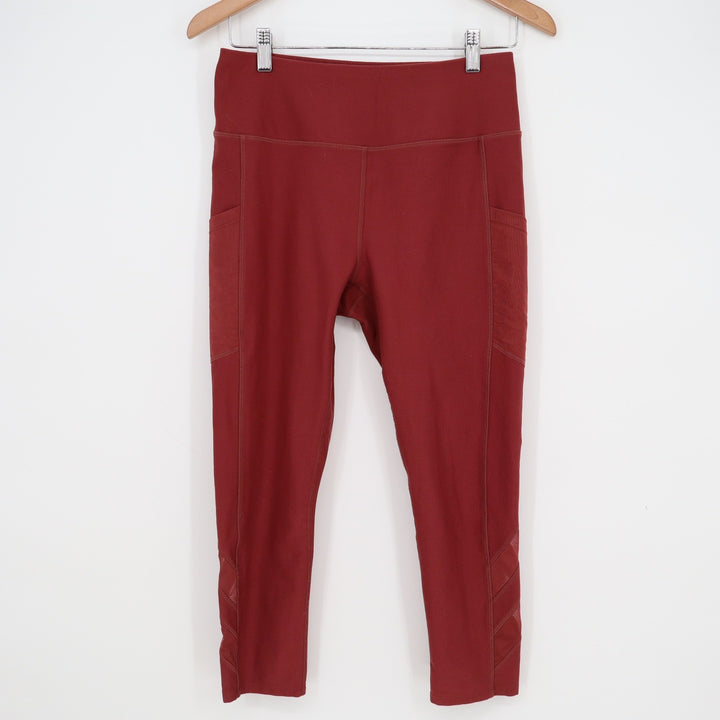 Mondetta Performance Luxury Womens Burgundy Cropped Leggings with Pockets Size M