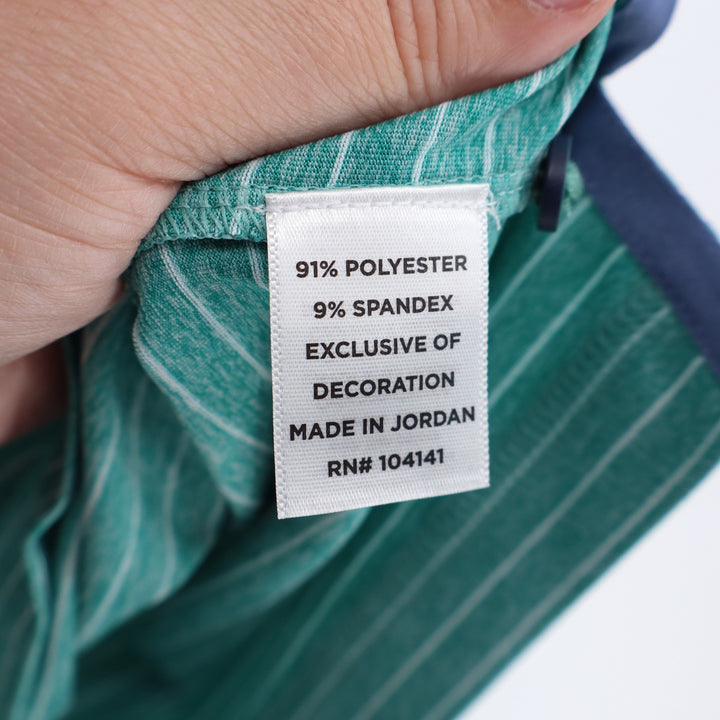 Walter Hagen Mens P11 Classic Stripe Polo Shirt Aquatic Teal White Size S New