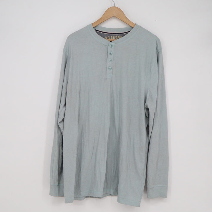 Weatherproof Vintage Mens XXL Light Blue Long Sleeve Henley Shirt