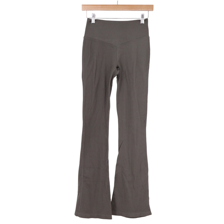 Unbranded Charcoal Gray Ribbed Flare Yoga Pants High Waisted Leggings Small