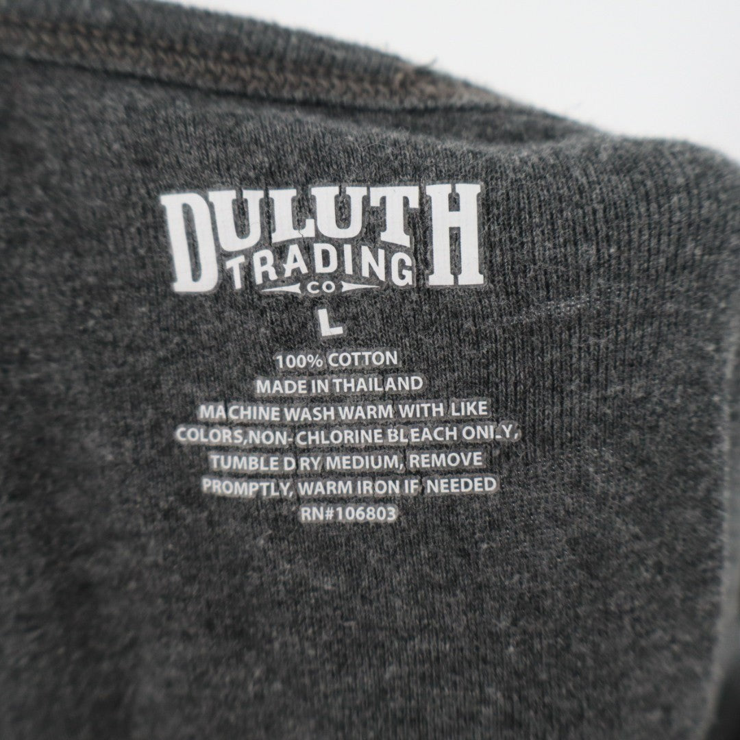 Duluth Trading T-Shirt Mens L Gray Knit Cotton Crew Neck Long Sleeve Pullover
