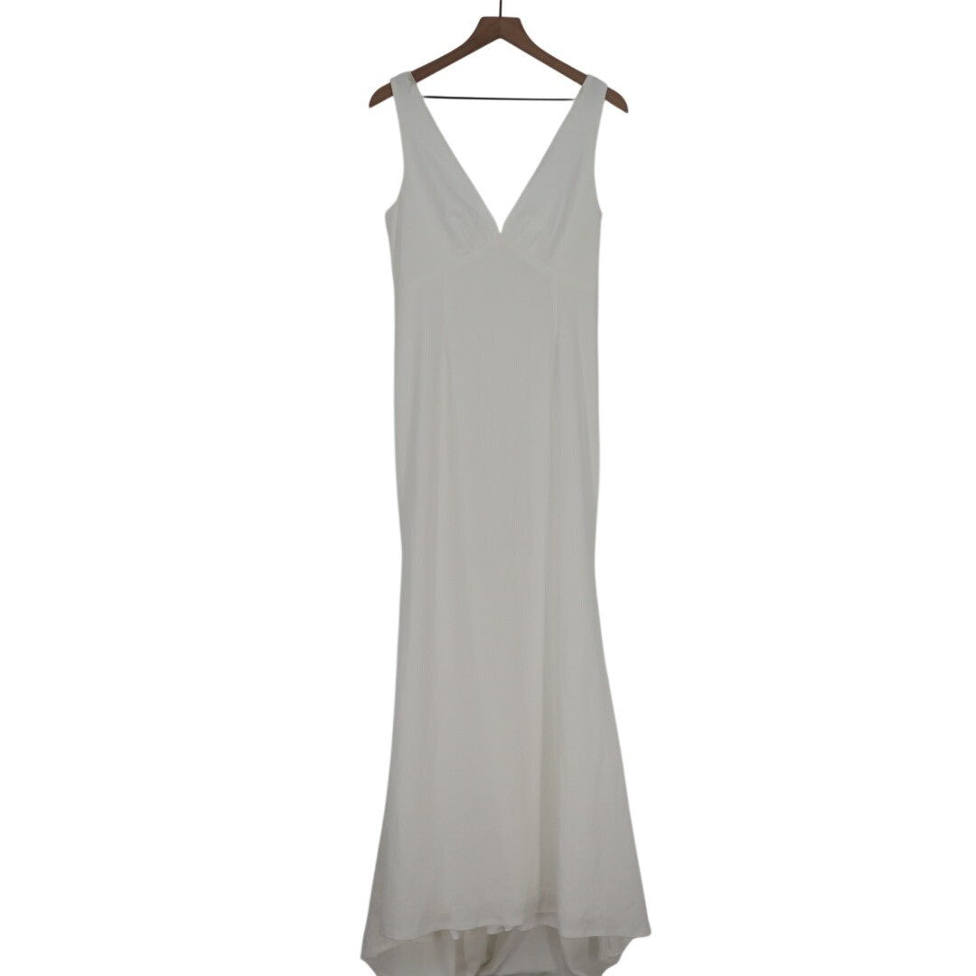 Lulus Captivating Promise Mermaid Maxi Dress Women Large White V-Neck Sleeveless