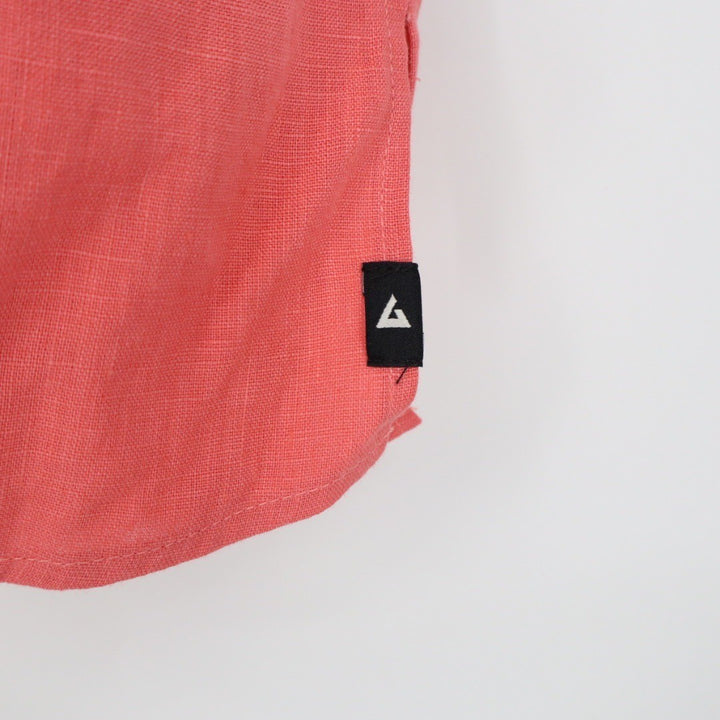 American Giant Coral Linen Short Sleeve Button Up Shirt Top Size S