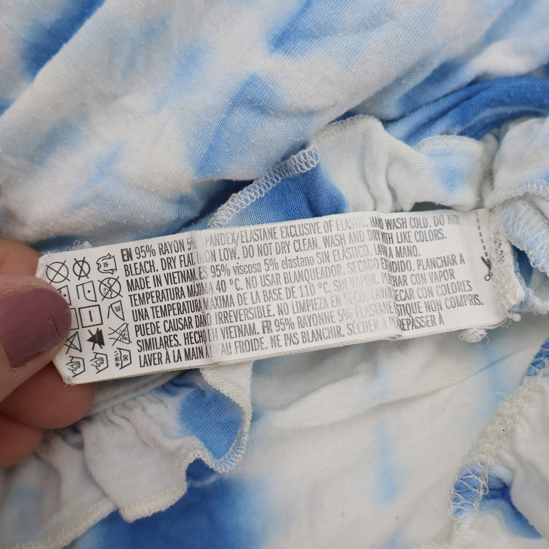 Forever 21 Blue White Tie Dye Ruffle Hem Lounge Pajama Shorts XS