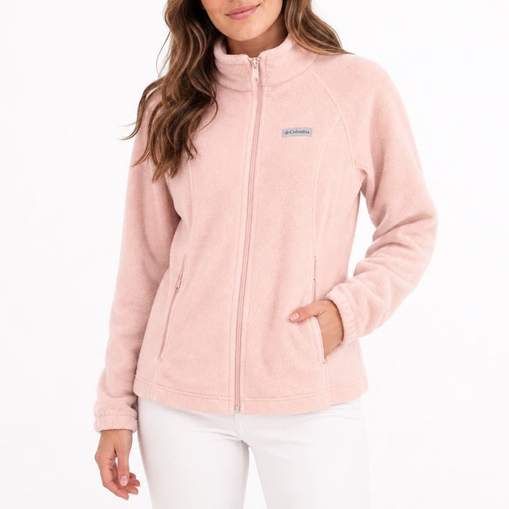 Columbia Benton Springs Fleece Jacket Womens Medium Peach Pink Full Zip