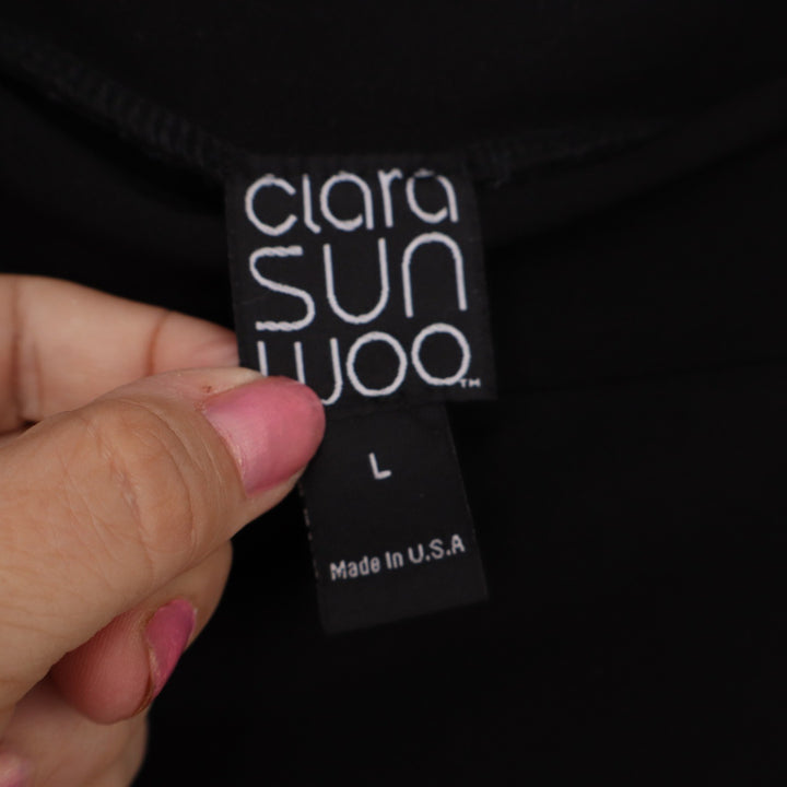 Clara Sunwoo Tunic Top Womens L Cold Shoulder Black Sharkbite Hem Excellent