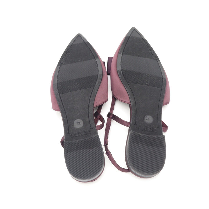 Old Navy Womens Burgundy Satin Pointed Toe Bow Slingback Flats Size 8.5