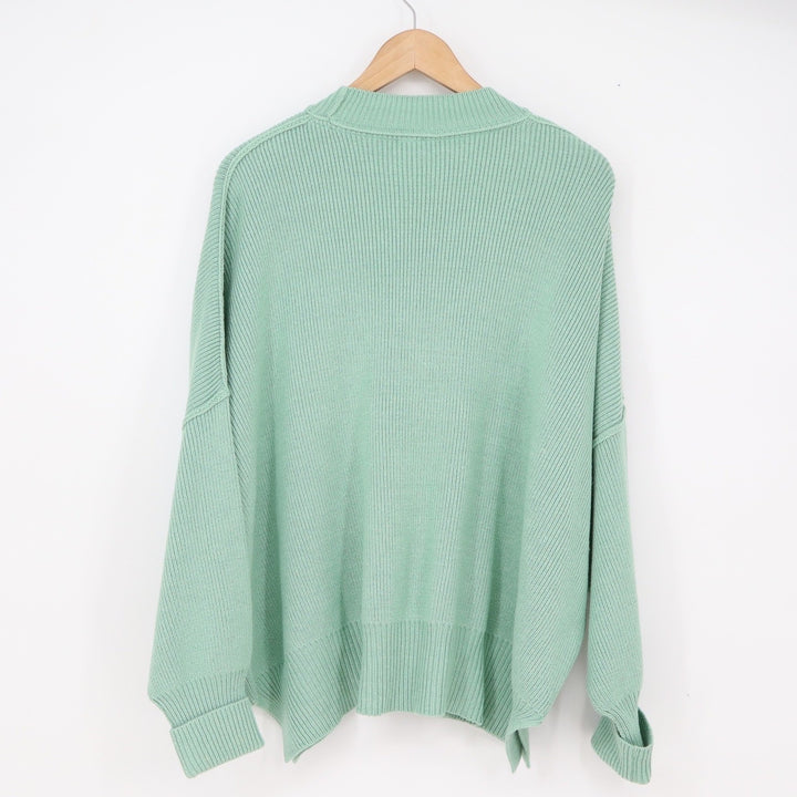 Free People Sweater Women's XS Easy Street Sage Green Ribbed Mock Neck Excellent