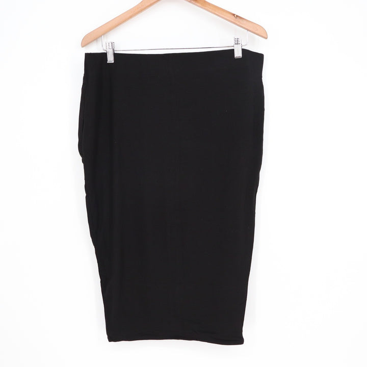 Naked Wardrobe Black Midi Pencil Skirt Plus Size 2X Viscose Stretch