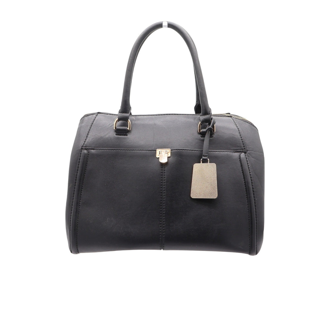 Target Black Faux Leather Satchel Crossbody Handbag Gold Hardware