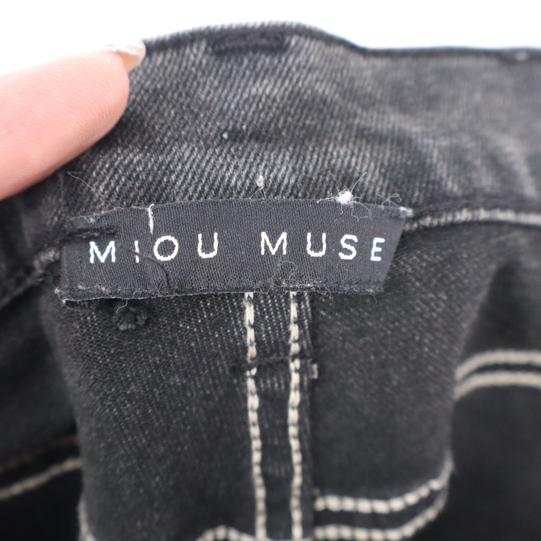 Miou Muse Womens Faded Black High Rise Straight Leg Cuffed Jeans Size S