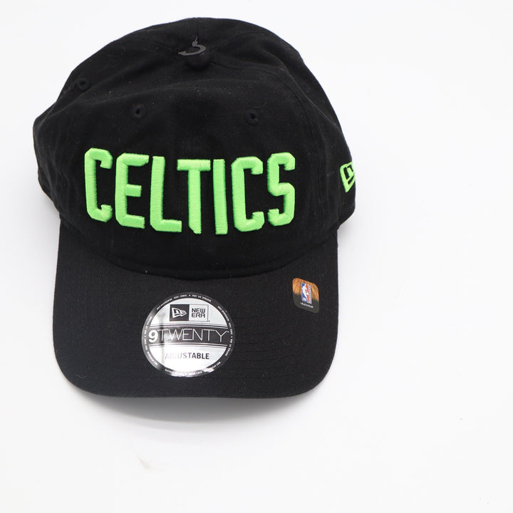 New Era 9TWENTY Boston Celtics NBA Hat Black Neon Green Adjustable