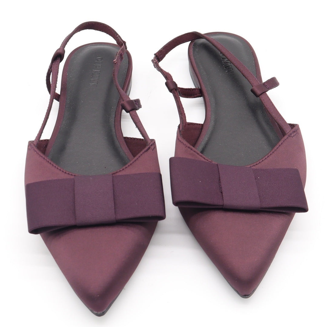 Old Navy Womens Burgundy Satin Pointed Toe Bow Slingback Flats Size 8.5