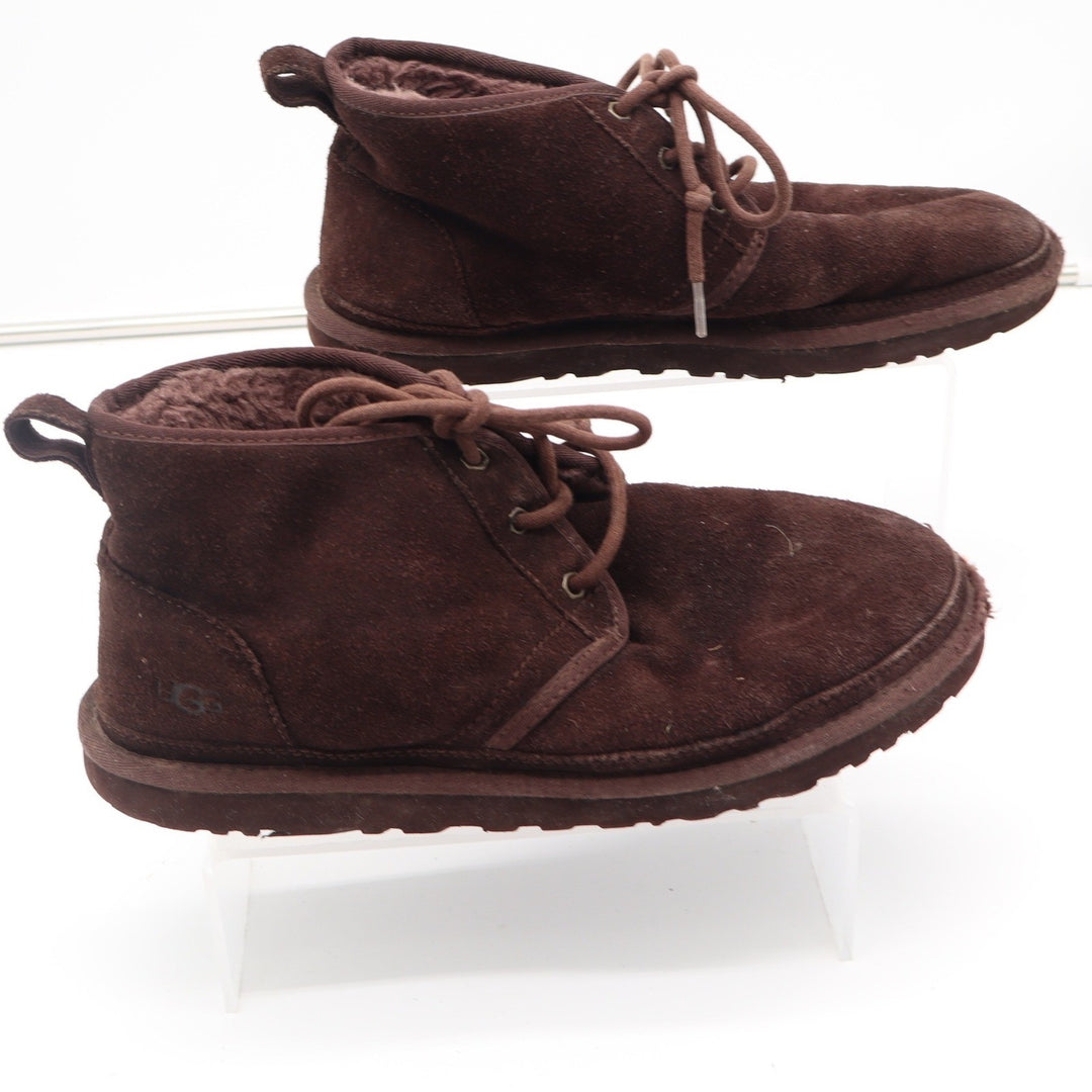 UGG Neumel Mens 10 Chocolate Brown Suede Shearling Lace Up Chukka Boots