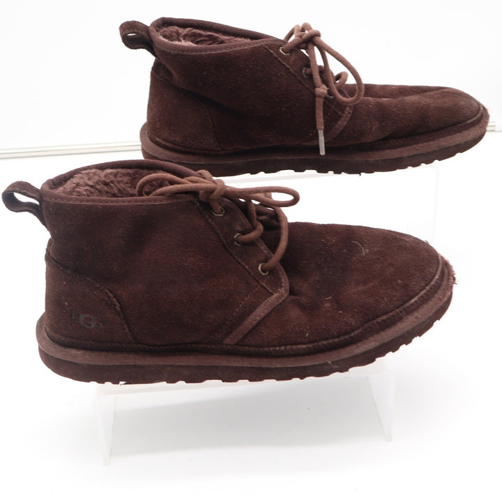 UGG Neumel Mens 10 Chocolate Brown Suede Shearling Lace Up Chukka Boots
