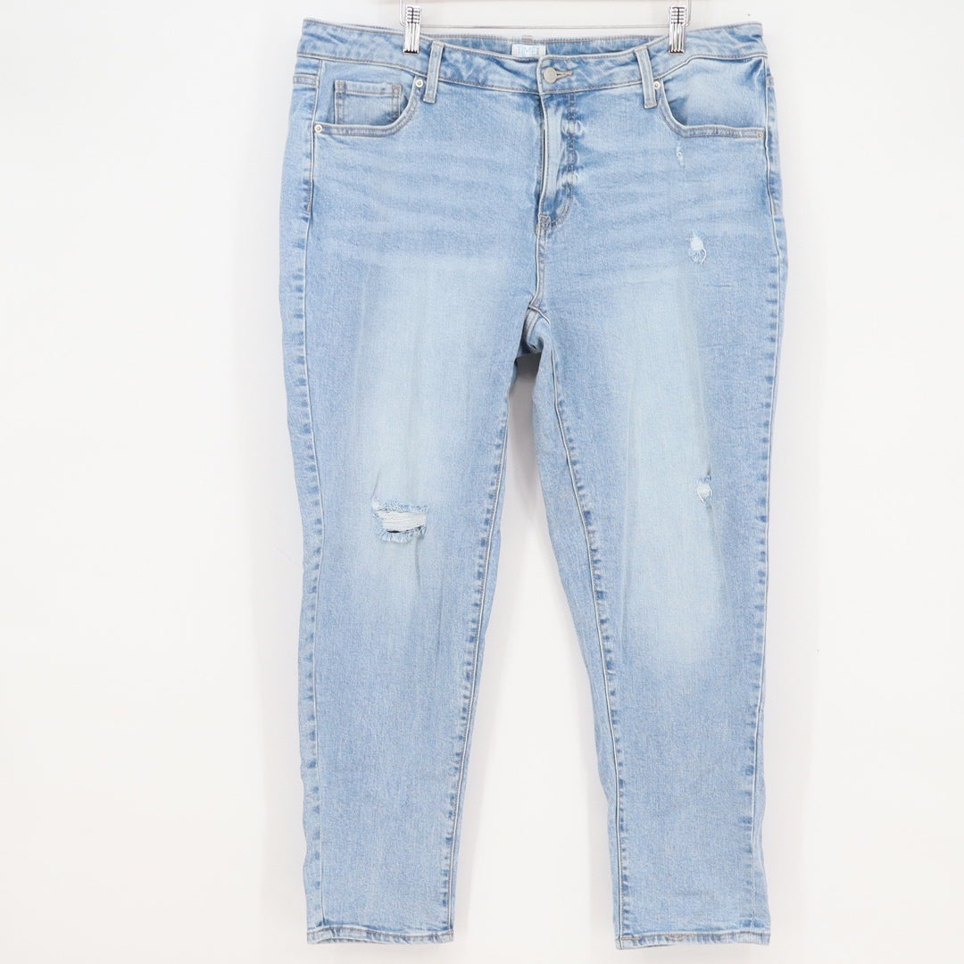 Time and Tru Womens Distressed Straight Leg Jeans Light Blue Size 16 Regular