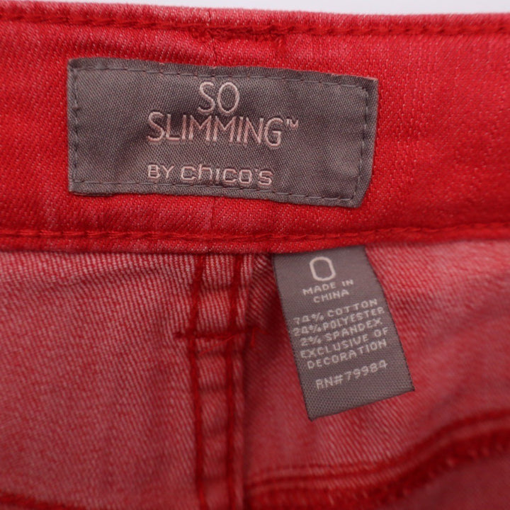 Chicos So Slimming Red Ankle Crop Jeans Pants Size 4