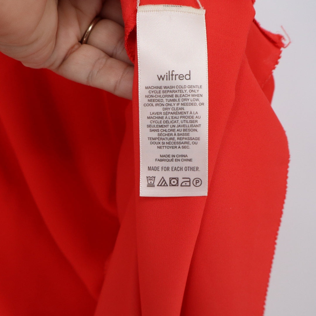 Wilfred Aritzia Red Smocked Tie Shoulder Midi Dress Medium