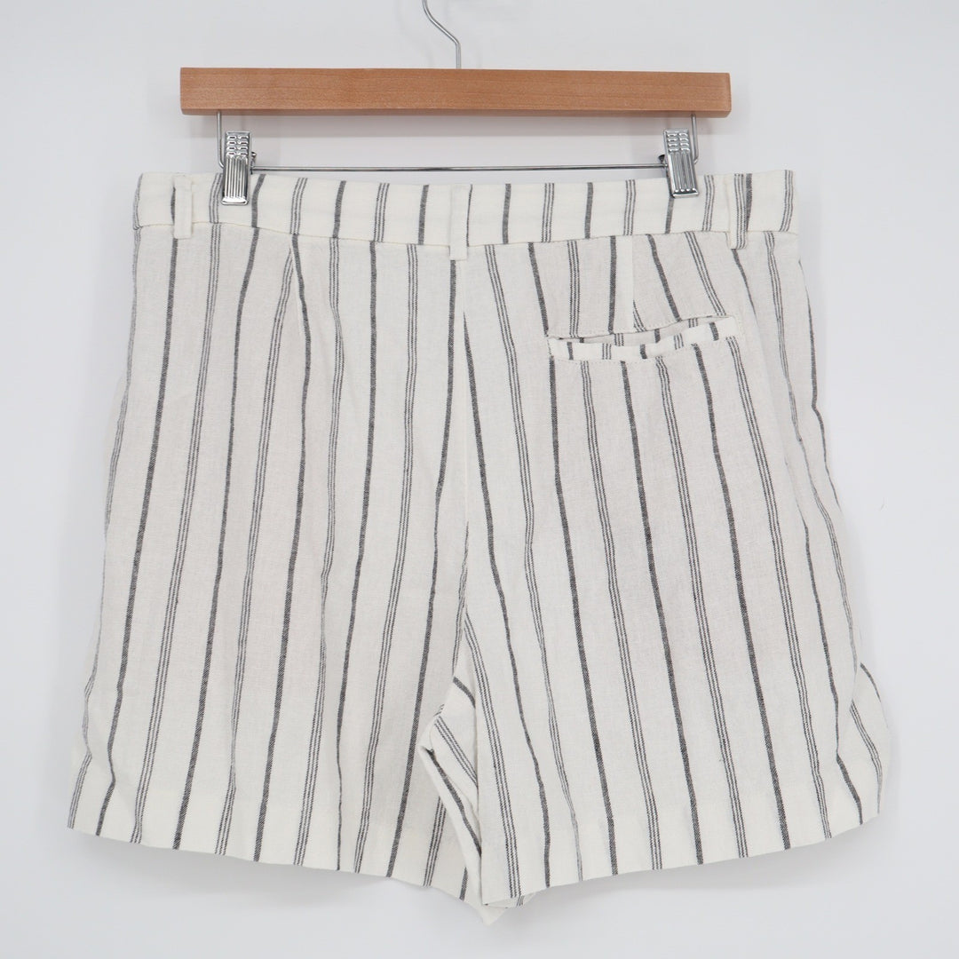 Old Navy Taylor Extra High-Rise Linen Blend Striped Shorts Cream Black M