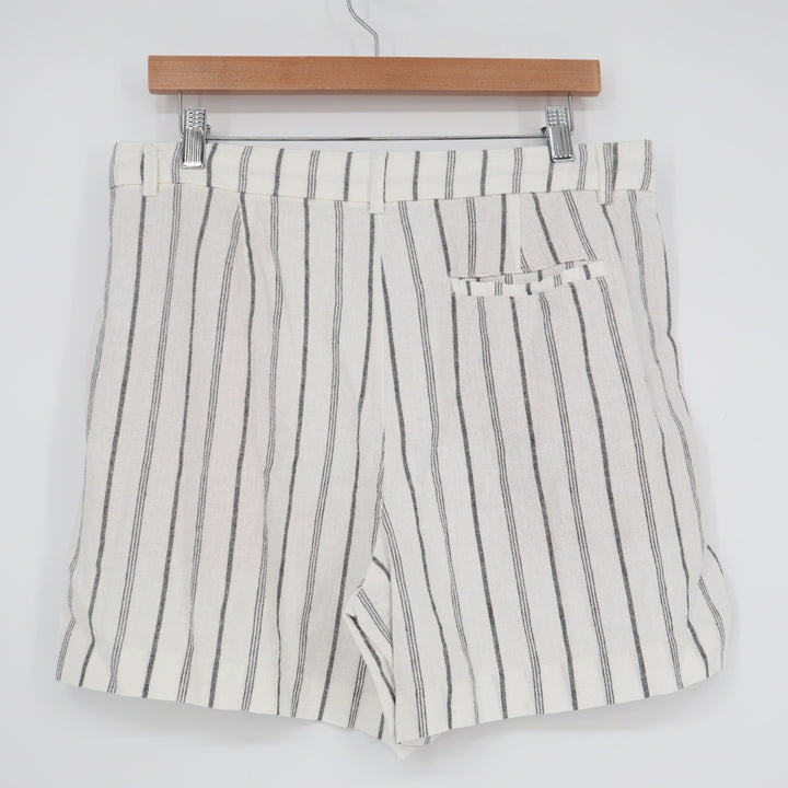 Old Navy Taylor Extra High-Rise Linen Blend Striped Shorts Cream Black M