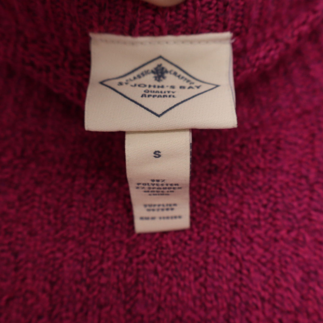 St Johns Bay Magenta Pink Ribbed Crewneck Sweater Curved Hem Womens Small