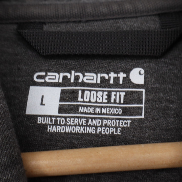 Carhartt Midweight Hoodie Mens L Charcoal Gray Ribbed Loose Fit Kangaroo Pockets