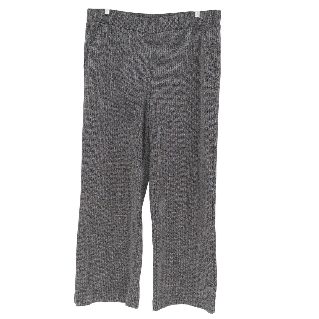 Loft Womens XL Gray Herringbone Wide Leg Trousers High Rise Career Pants