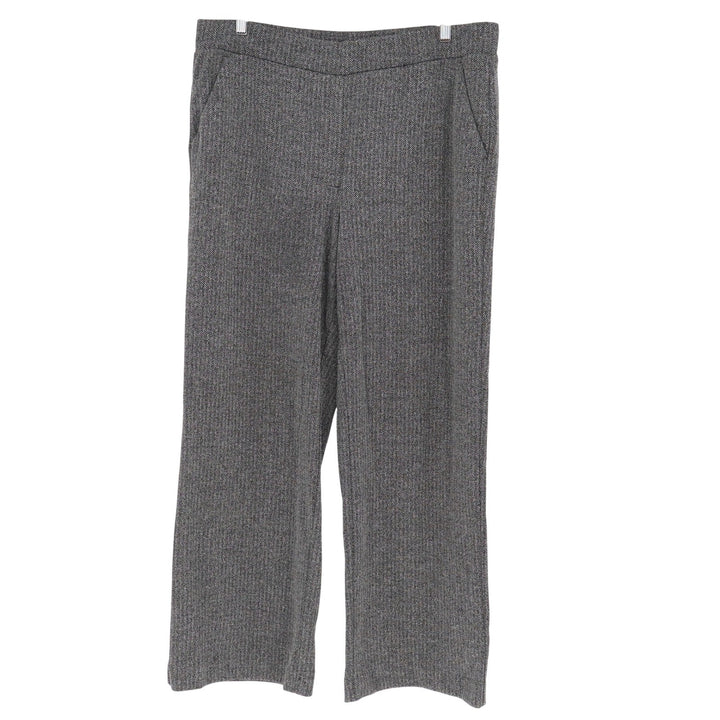 Loft Womens XL Gray Herringbone Wide Leg Trousers High Rise Career Pants