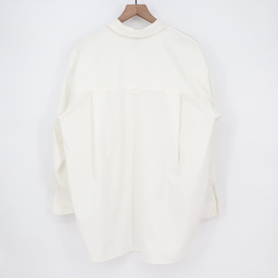 Athleta Shirt Womens Small White Long Sleeve Curved Hem Spread Collar Button Up