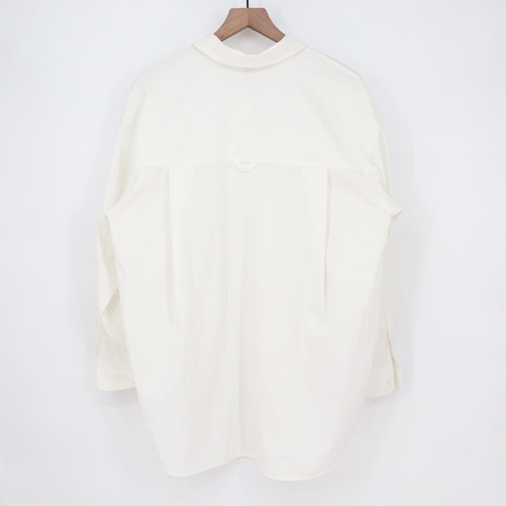 Athleta Shirt Womens Small White Long Sleeve Curved Hem Spread Collar Button Up