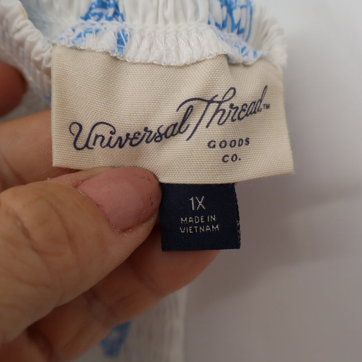 Universal Thread Blue Paisley Halter Maxi Dress White Smocked Back Plus Size 1X
