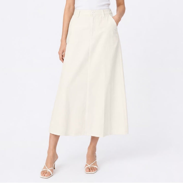 Vici Cream Off-White A-Line Midi Skirt Elastic Back XL