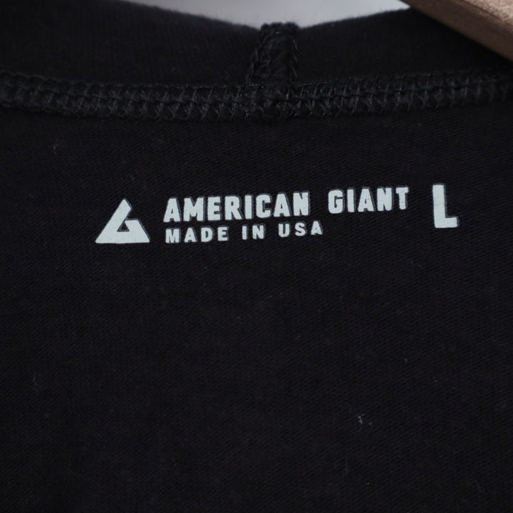 American Giant Lightweight Full Zip Hoodie Womens Large Black Logo Fleece Lined