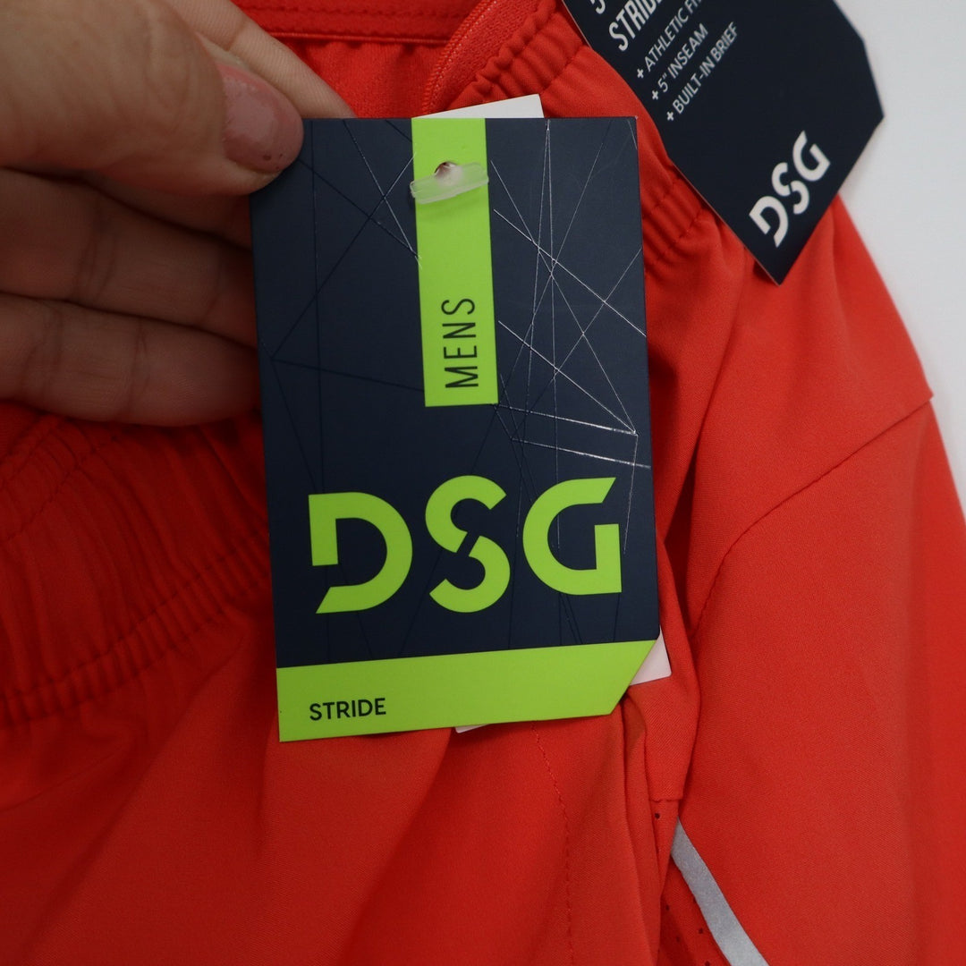 DSG Mens 5 Stride Run Shorts Red Sun Athletic Fit Built-in Brief L NEW