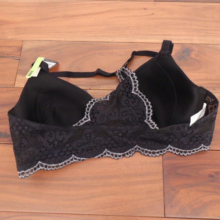 Maidenform One Fab Fit T-Shirt Bra Womens 38B Black Stretch Underwire Lace Trim