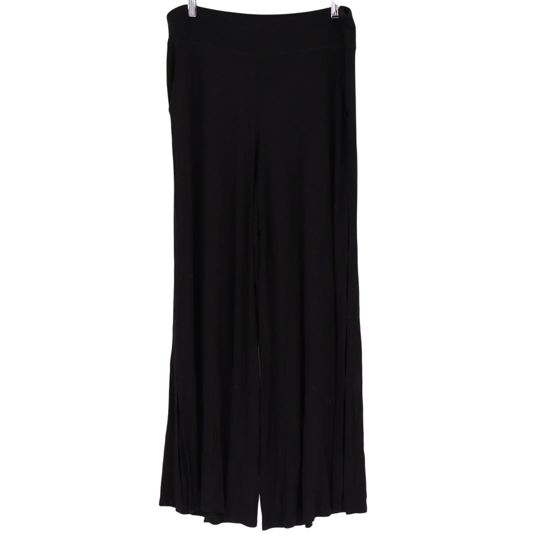 Aerie Palazzo Pants Womens Large Black Stretch High Waisted Flared Leg Pull On
