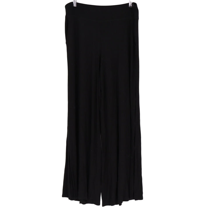 Aerie Palazzo Pants Womens Large Black Stretch High Waisted Flared Leg Pull On