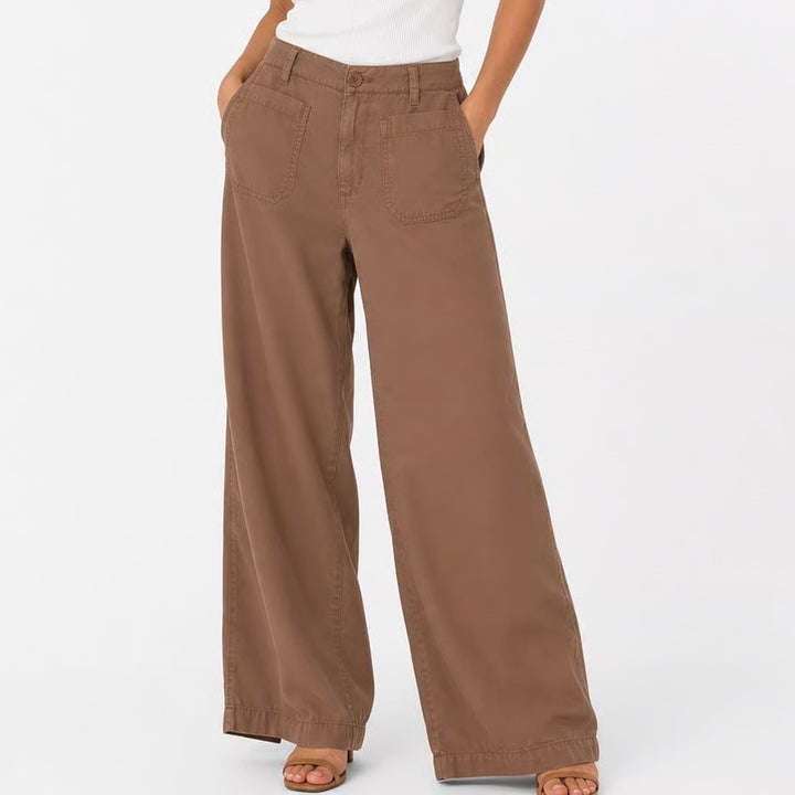 Sanctuary Brown Wide Leg Lyocell Utility Pants Elastic Back Medium