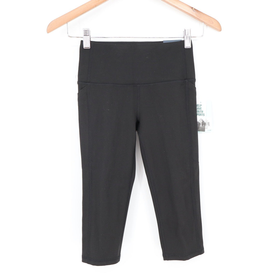 DSG Womens Momentum High Rise Crop Leggings Pure Black DAW12328B 2XS New