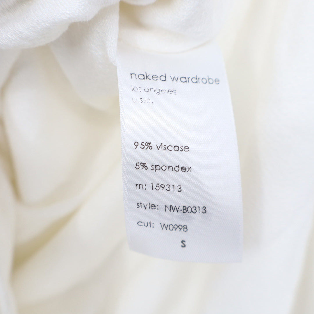 Naked Wardrobe White Turtleneck Bodysuit Long Sleeve Womens Small