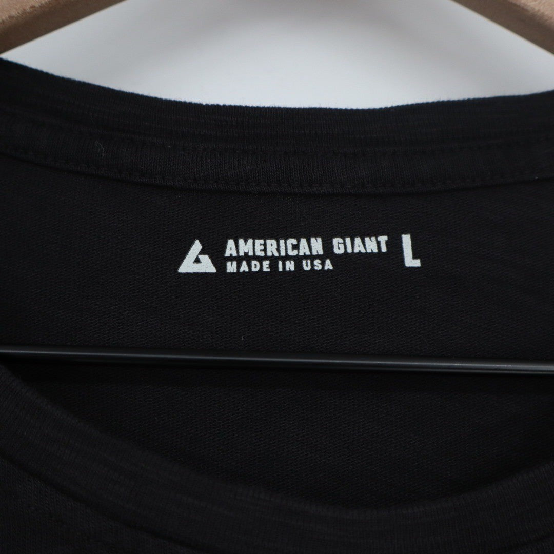 American Giant Women's Tee Black Crew Neck Short Sleeve Made in USA Size L