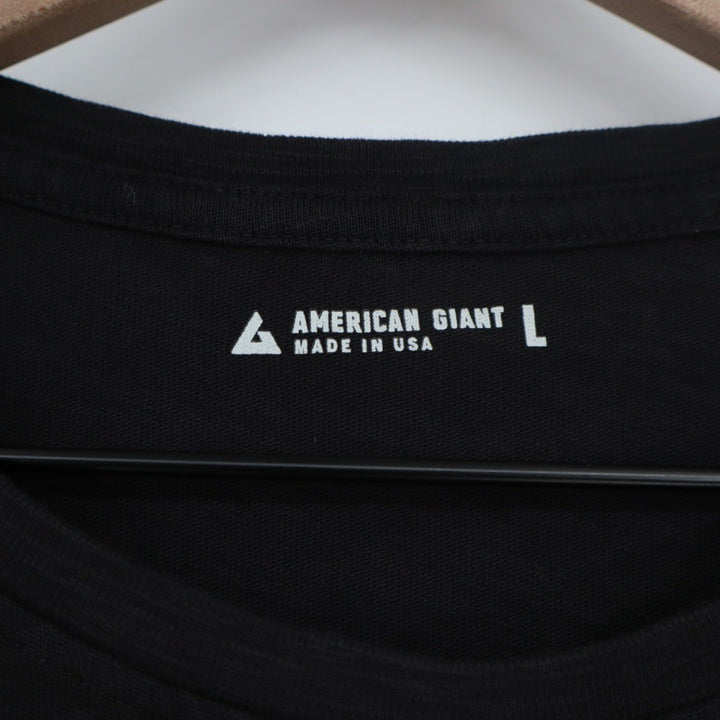 American Giant Women's Tee Black Crew Neck Short Sleeve Made in USA Size L