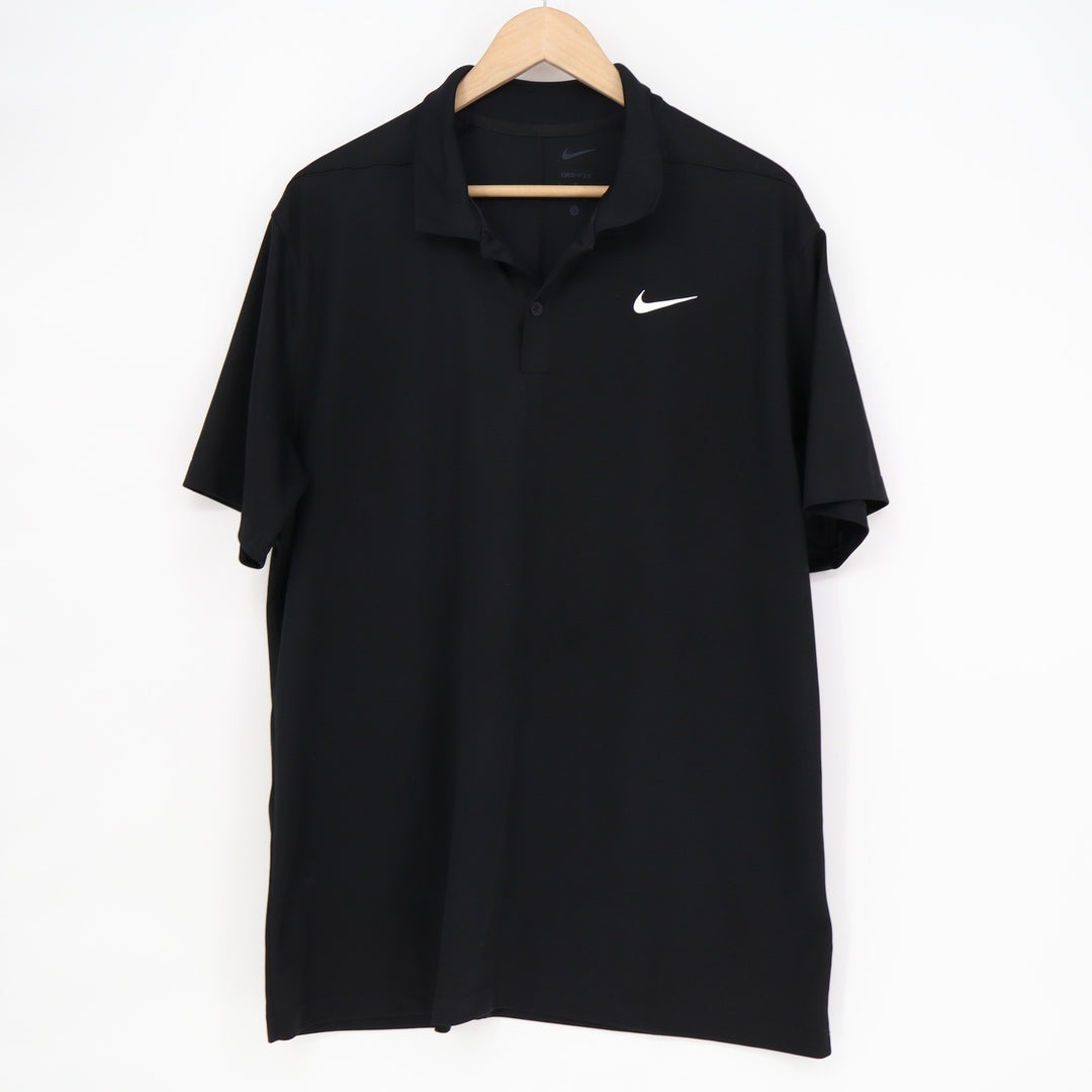 Nike Dri-FIT Mens Polo Shirt Black Short Sleeve Golf Top Large