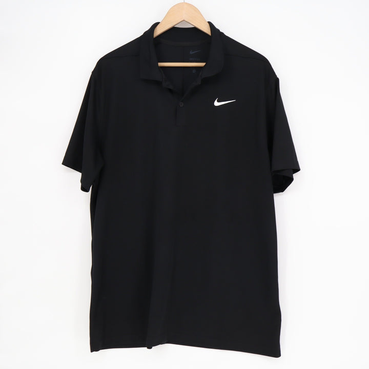 Nike Dri-FIT Mens Polo Shirt Black Short Sleeve Golf Top Large