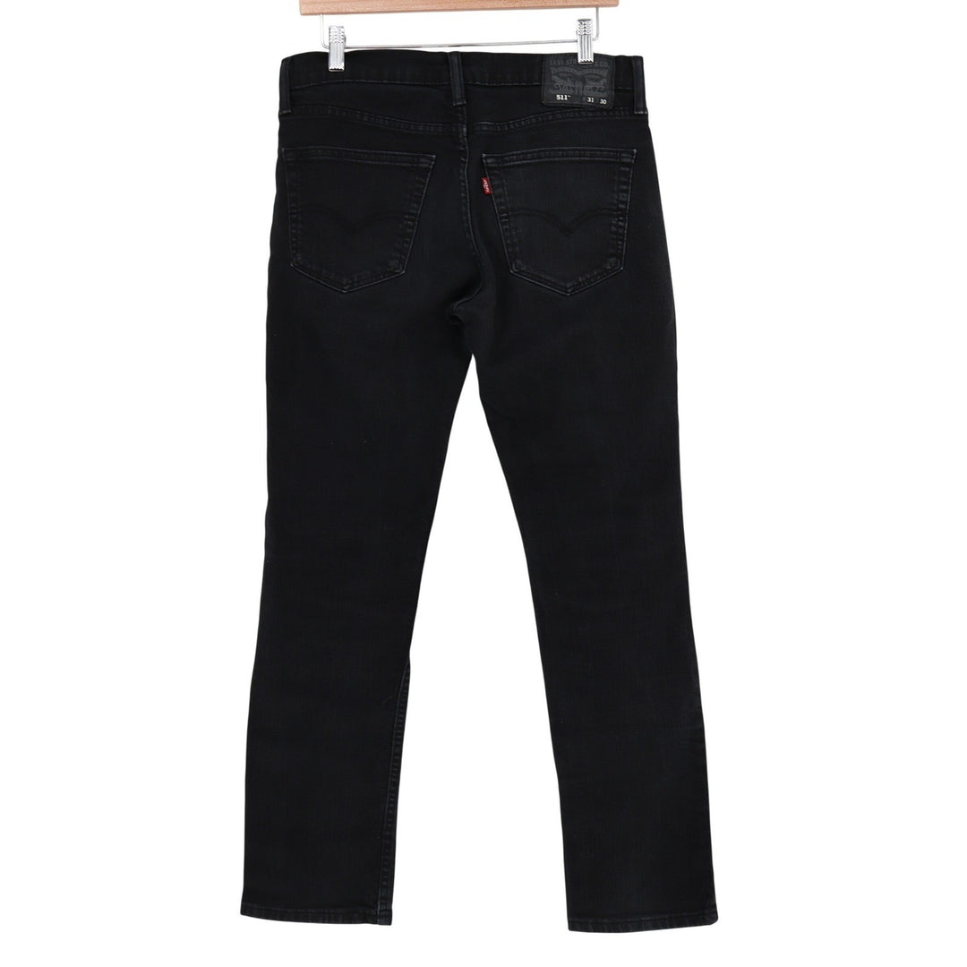 Levis 511 Slim Fit Mens Black Jeans 31x30 Solid Denim Pants