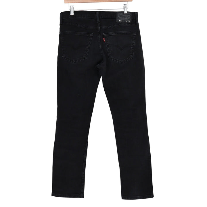 Levis 511 Slim Fit Mens Black Jeans 31x30 Solid Denim Pants