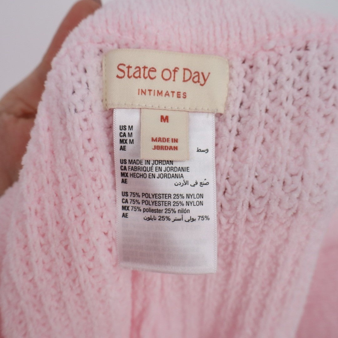 State Of Day Intimates Lounge Pants Womens Medium Pink Waffle Knit Drawstring