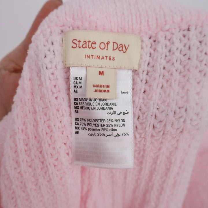 State Of Day Intimates Lounge Pants Womens Medium Pink Waffle Knit Drawstring